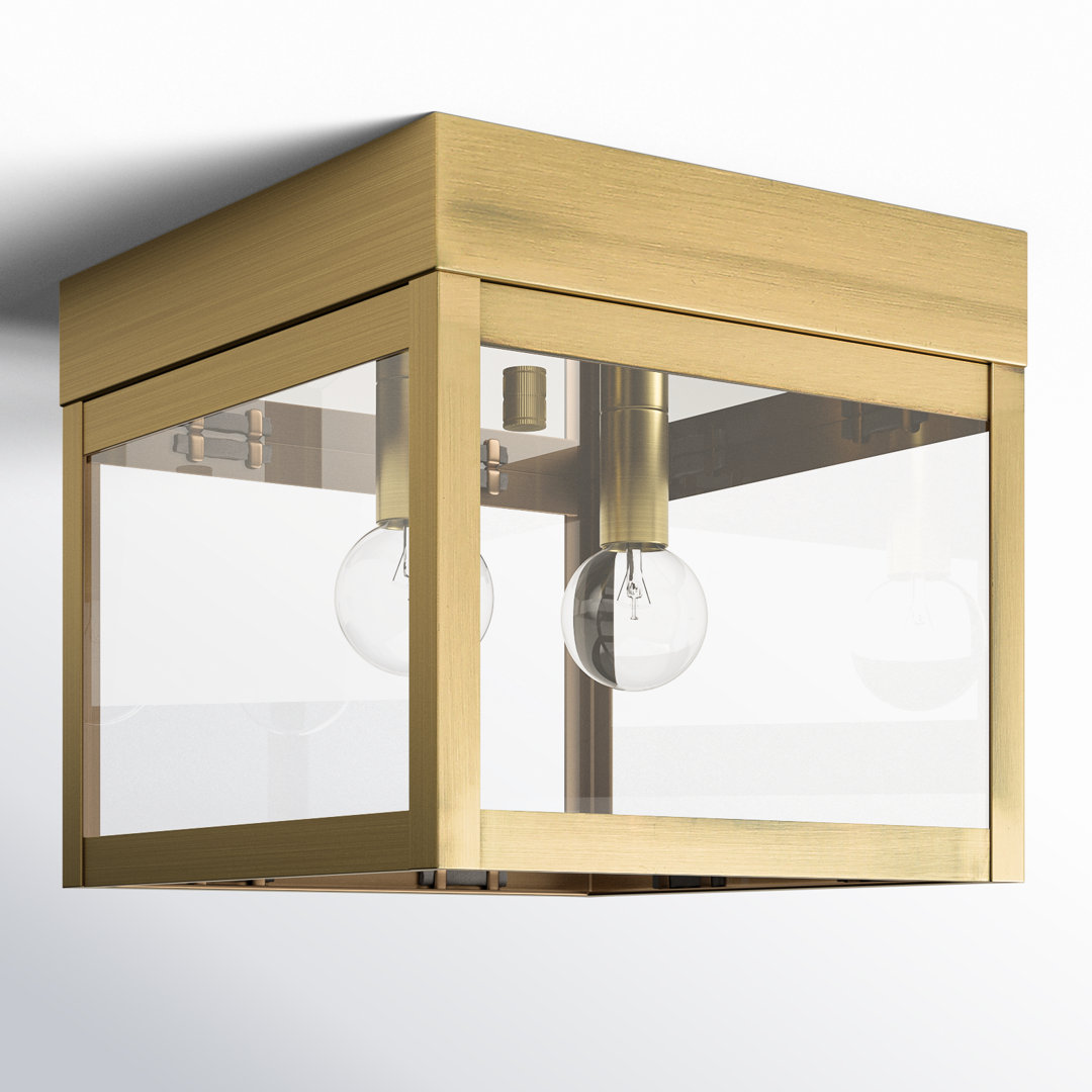 8'' W 2 - Bulb Outdoor Semi Flush Mount Mercer41 Fixture 