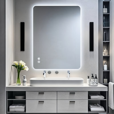Rectangular 30"X40" Backlit Bathroom Mirror, Adjustable 3 Colour Temperatures, Advanced - Fog, Memory Function, Film, Hanging Flexibility, Ul Quality And High Rendering Index Mirror With Backlight,