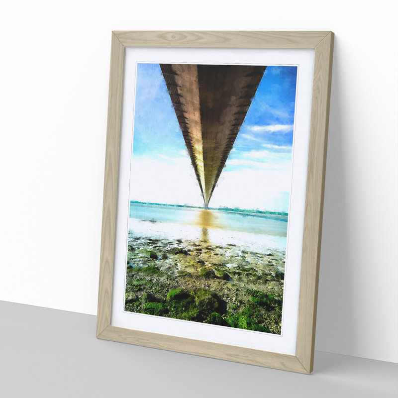 Humber Bridge - Picture Frame Graphic Art, 48cm H x 36cm W x 2cm D, Oak Framed