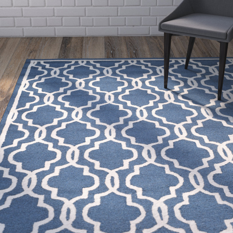 Malaki Geometric Wool Hand Woven Area Rug, Rectangle 122 x 183 cm