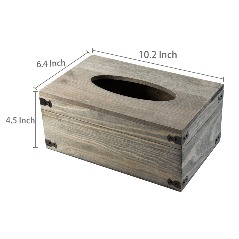Couvercle de boîte à mouchoirs rectangulaire, porte-papier hygiénique décoratif en bois massif gris rustique avec couvercle à charnière