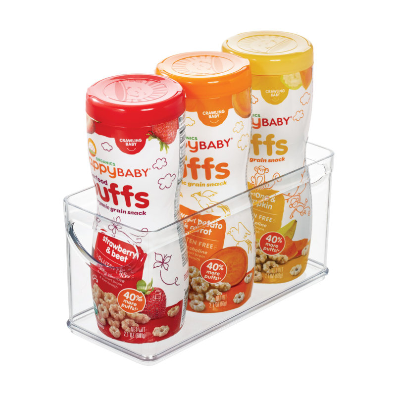 Bac de rangement en plastique recyclé avec poignées intégrées iDesign - 10 po x 4,25 po x 5 po, bac transparent
