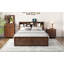 Lit plateforme très grand en bois avec tête de lit multi-rangement, USB et tiroirs-285120443