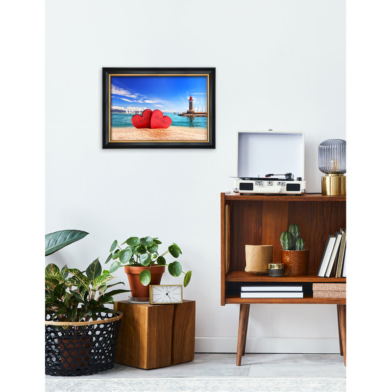 Beach Lovers, reproduction encadrée, H 12 po x l 18 po x P 1,5 po, Toile avec cadre noir (cadre en bois)