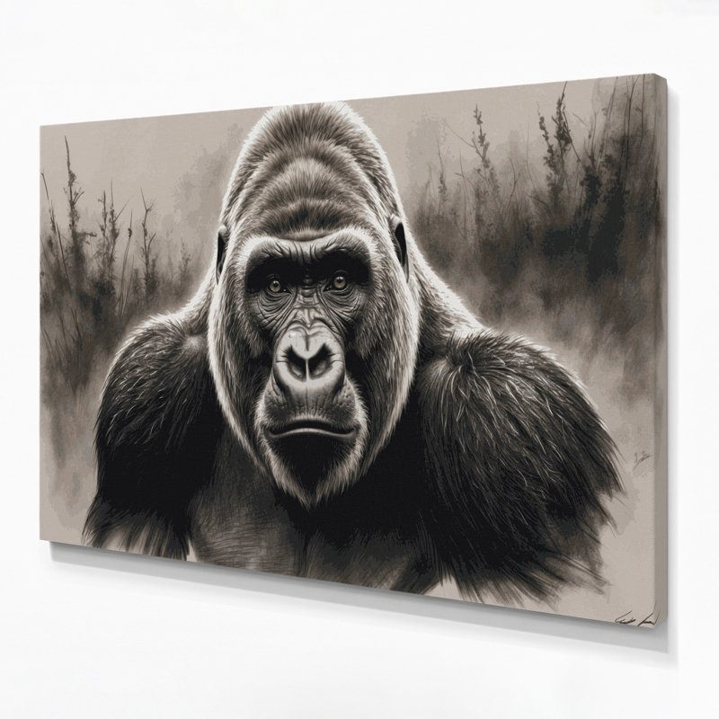 Wildlife Mountain Gorilla Beige Canvas Wall Art, 11" H x 14" W