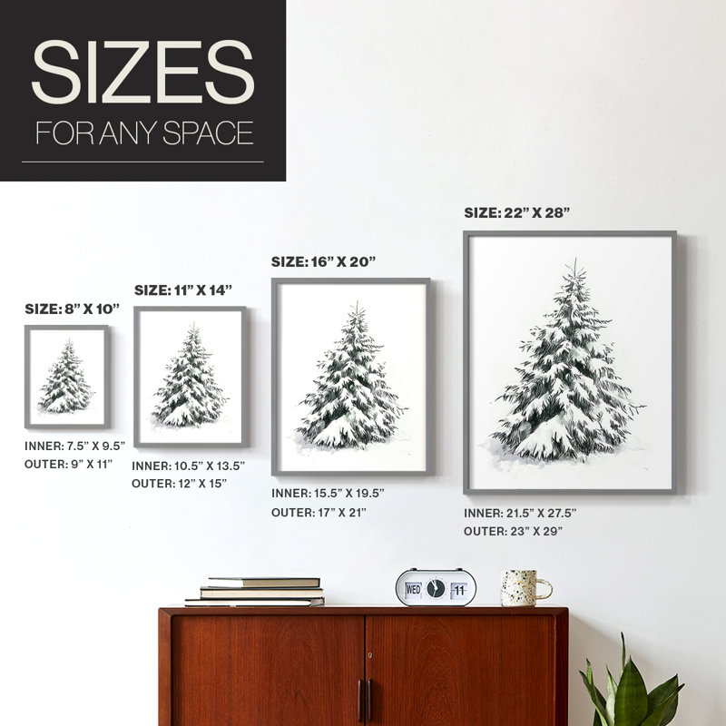 «Christmas Holiday Art», reproduction encadrée en bois massif, Gris, H 21 po x l 17 po