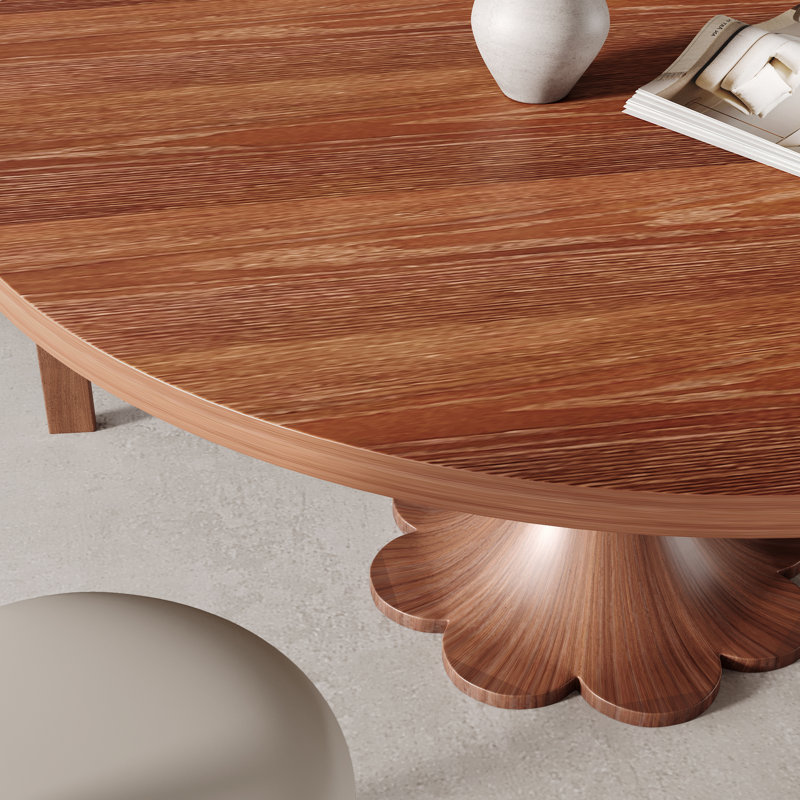Table de salle à manger ronde Mid-Century Farm, Brun, H 29,52 po x L 53,15 po x l 53,15 po