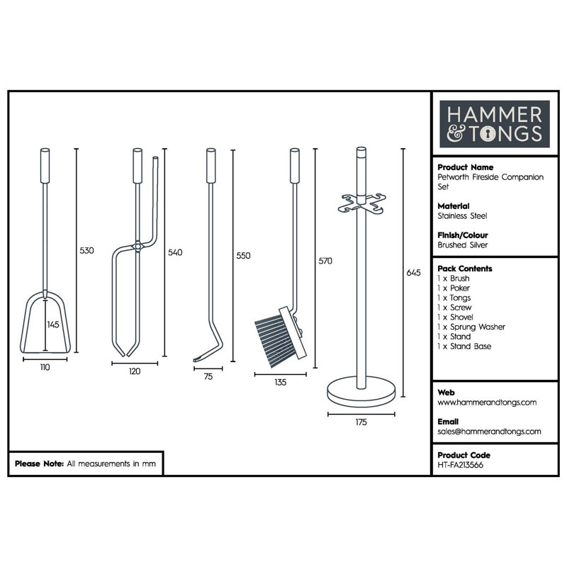 Hammer & Tongs - Petworth Fireside Companion - Silver