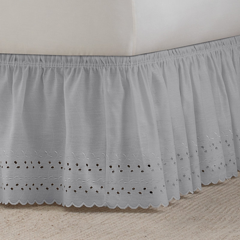 Ruffled Wrap Around Bed Skirt, White, Queen/King