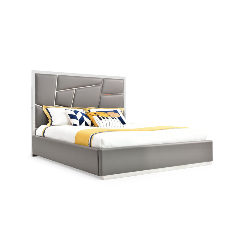 Clintock Upholstered Platform Bed, Queen, Gray