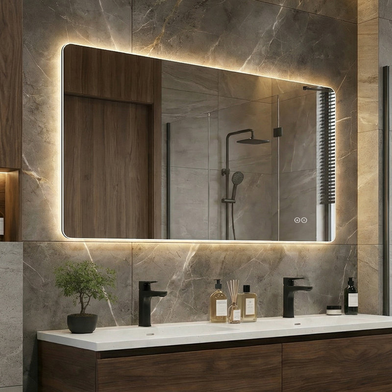 60" x 36" Frameless LED Backlit Bathroom Mirror, 3 Color Dimmable Light, Anti-Fog, Touch Control, Wall Mounted Vanity Mirror