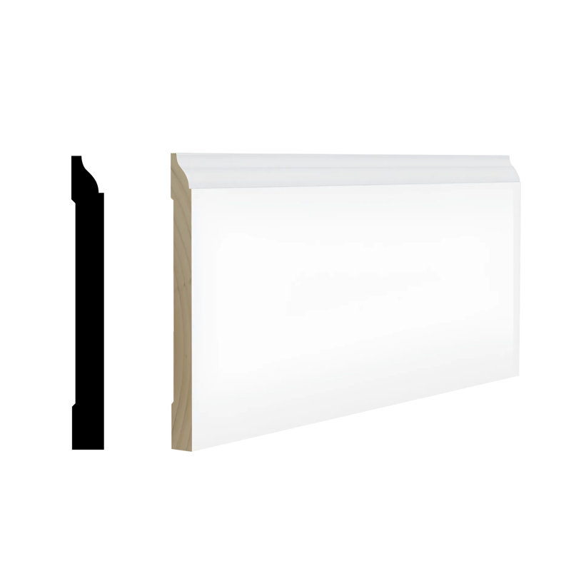 Rmb 618 9/16 In.d X 5 1/4 In. W X 96 In. L Primed Finger-Joined Pine Baseboard Moulding 5-Pcs 40 Ft Total