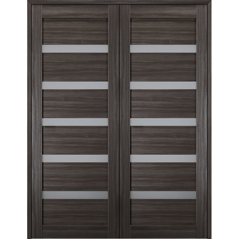 Porte à panneaux Leora, Réversible, Chêne gris, 35,5 po x 79,37 po