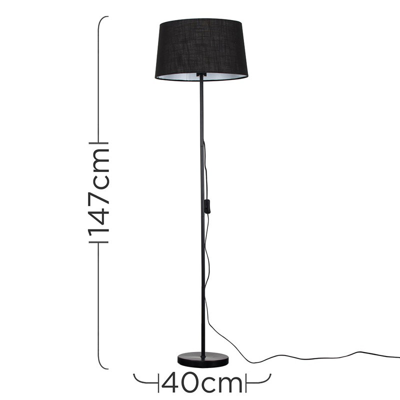 Bekbele 147cm Black Traditional Floor Lamp, Black, LED Bulb