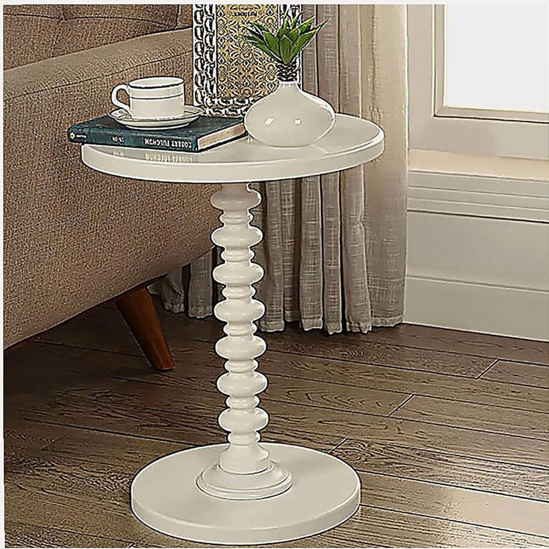White Round Wooden Side Table