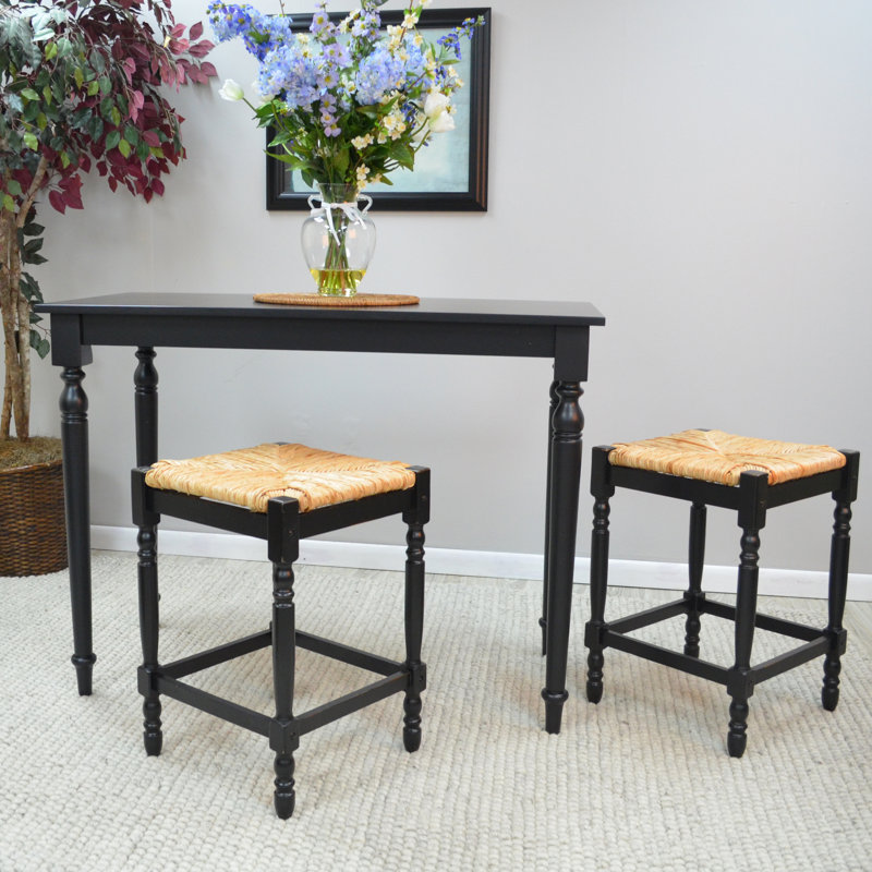 Brighton Rectangular Counter Table – Contemporary Style Spindle Legs Solid Wood Table, Black