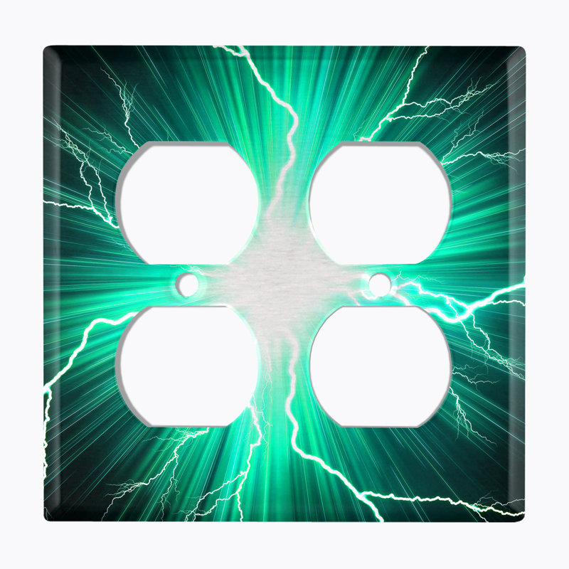 Lightning Landscape & Nature 2 - Gang Duplex Outlet Standard Wall Plate, Green