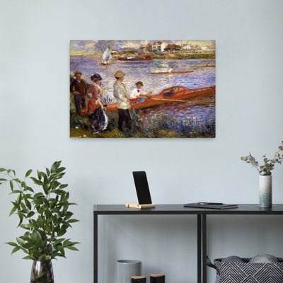 Oarsmen At Chatou, 1879 Classic Contemporary Violet Coastal Wall Art Print by Pierre-Auguste Renoir - Wrapped Canvas Print