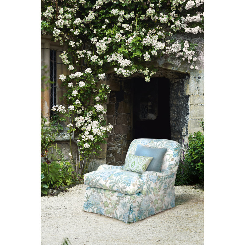 Ashmore Summer Peony 100% Linen Fabric, Blue