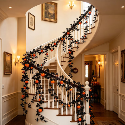 Guirlande de feuilles d'érable artificielles noires Halloween