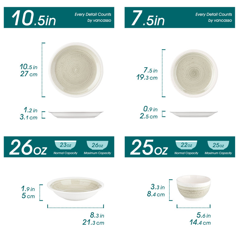 Service de vaisselle en grès vancarien ORI - Service pour 4, Beige