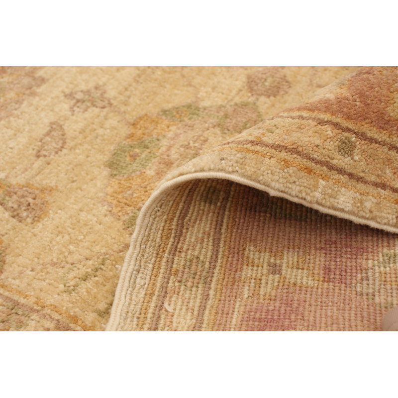 Tapis décoratif beige/brun en laine noué à la main de conception unique 4 pi x 5 pi 10 po Desaray