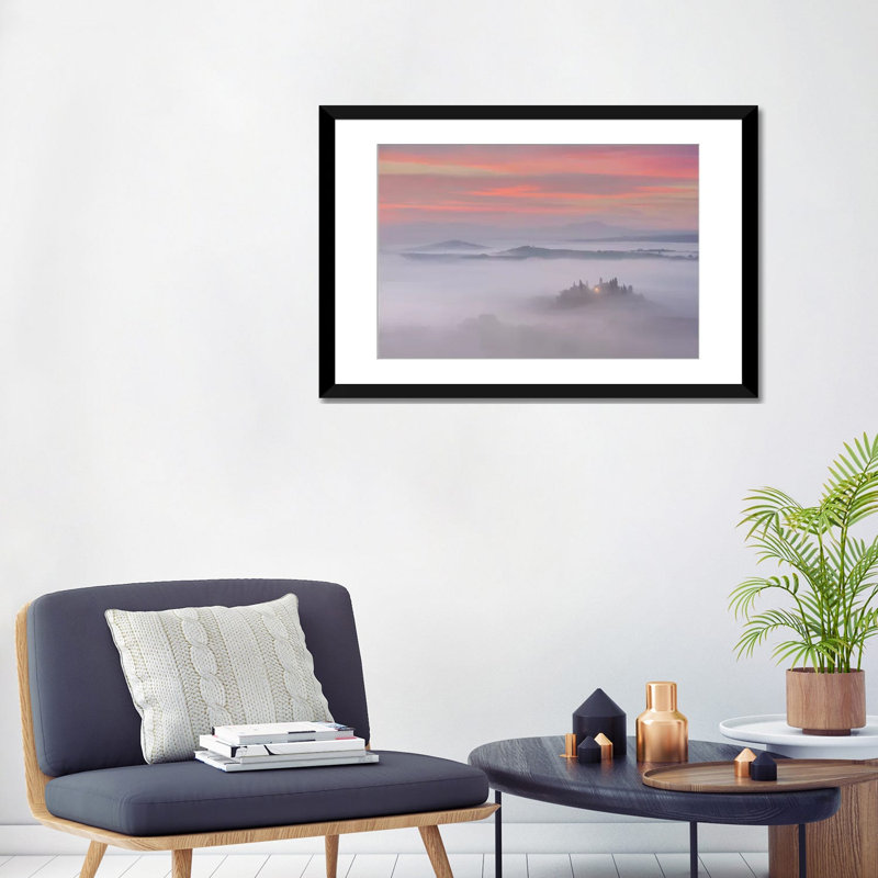 «Spring in Tuscany 11», reproduction de photo sur toile, H 16 po x l 24 po x P 1 po, Papier d'art encadré noir, Blanc