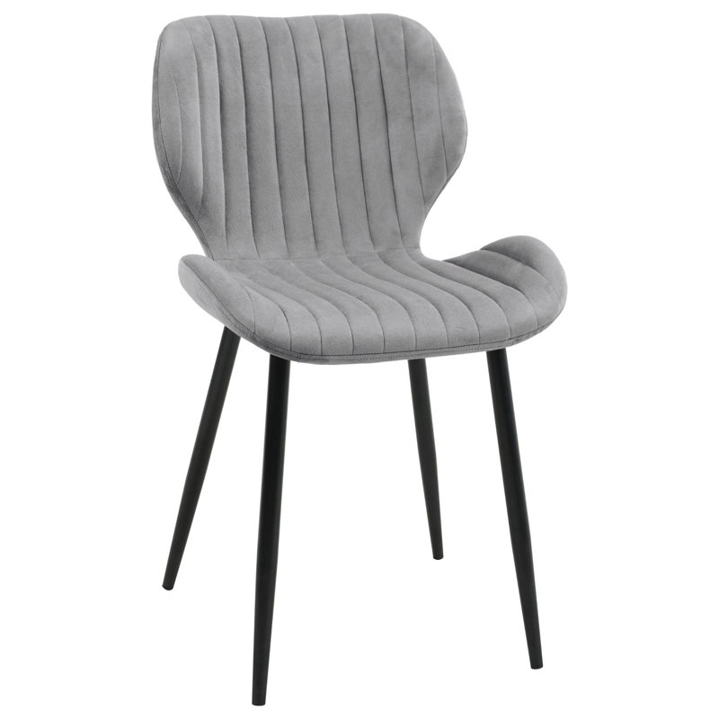 Leonardville 47cm H Tufted Velvet Upholstered Upholstered Back Side Chair in Gray