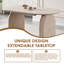 Table de salle à manger extensible en bois, table de cuisine ovale moderne avec un design à deux piliers élégant, parfait pour la salle à manger et le rassemblement, multifonctionnel et peu encombrant, salon et salle à manger.