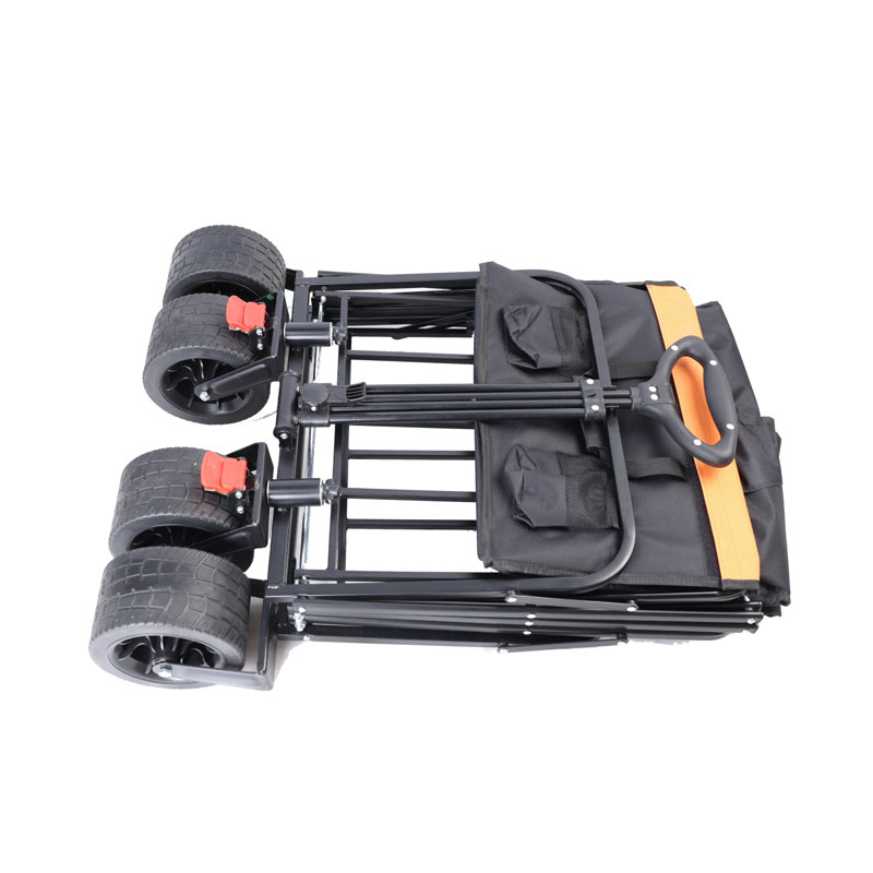 Chariot pliant de grande capacité avec chariot extensible, Jaune