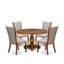 Ensemble de table à manger 5 pièces comprenant une table de salle à manger ronde de 54 po avec piédestal et 4 chaises Parson en tissu de lin brun clair, noyer antique-1599279580-1588451415