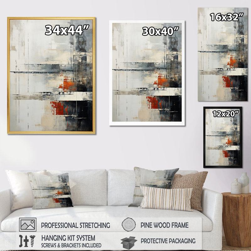 Abstrait noir et rouge sur route - Collages abstraits, reproductions d'art mural, H 32 po x l 24 po x P 1 po, Toile tendue