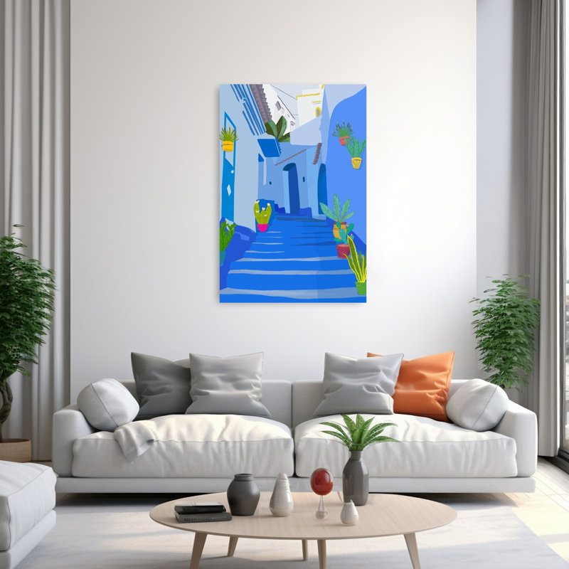 Blue City Abstract Contemporary Architecture City Wall Art Print, 152.4cm H x 101.6cm W