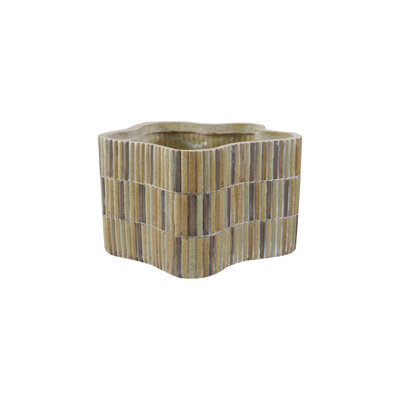 Composite Resin Organic Shaped Planter With Mosaic Design