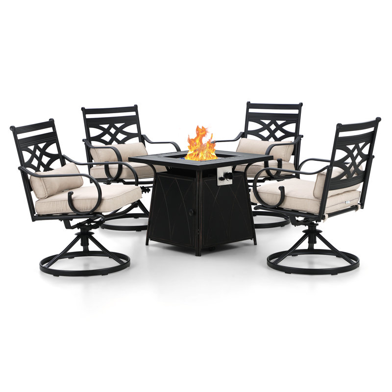 Alyah 4 - Person Patio Dining Set with Square Table , Cushions Included