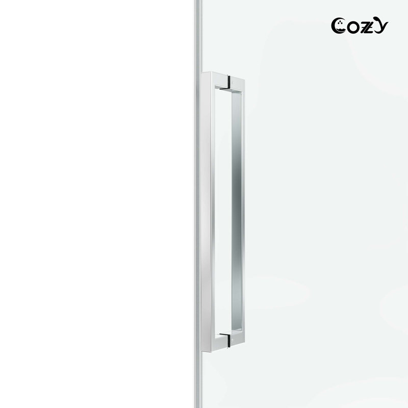 44-49" W x 60" H Frameless Single Sliding Tub Door, 3/8"(10mm) SGCC Tempered Clear Glass with R5 Beveled Edge, Shatter-Resistant Anti-Explosion Film, Square Top Rail & Installation Hole Locator