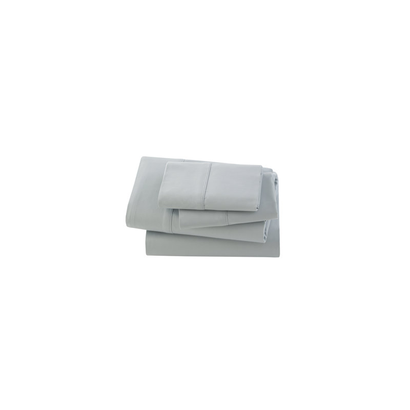 Rayon From Bamboo-Cotton Bedding Modern & Contemporary Sateen Flat Sheet, Twin Flat Sheet, Silver Sage