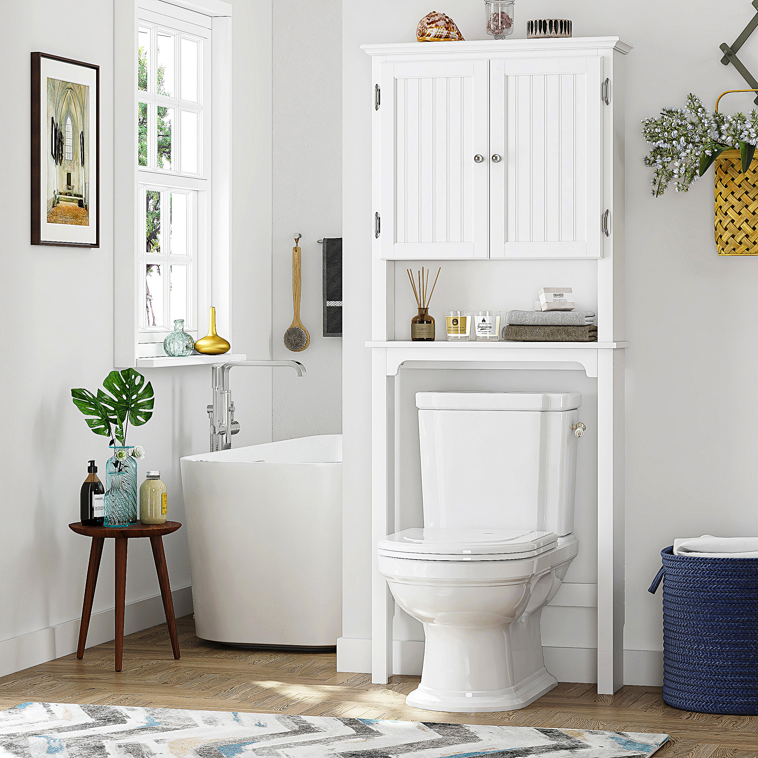 Lark Manor™ Arrol 27.09" W x 66.22" H x 7.8" D Free-Standing Over-The-Toilet Storage & Reviews | Wayfair