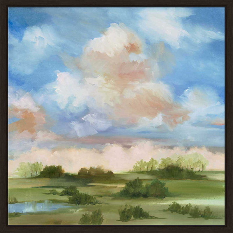 «Rolling Hills II» par Liz Jardine - peinture à cadre flottant, Cadre flottant espresso, H 21,5 po x l 21,5 po x P 2 po