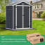 iYofe 6x4 FT Large Outdoor Storage Shed, Resin Garden Tool Shed with Floor, Lockable Door, Air Vent, Weather Resistant Backyard Storage House, Quick Assembly
