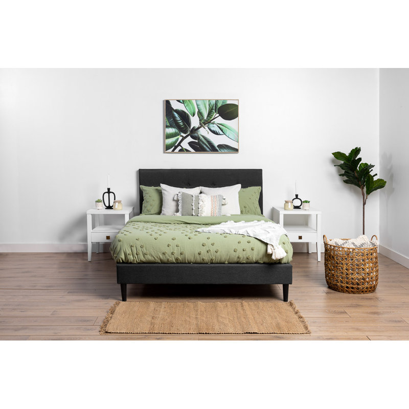 Lit tapissier Dora, Double, Gris