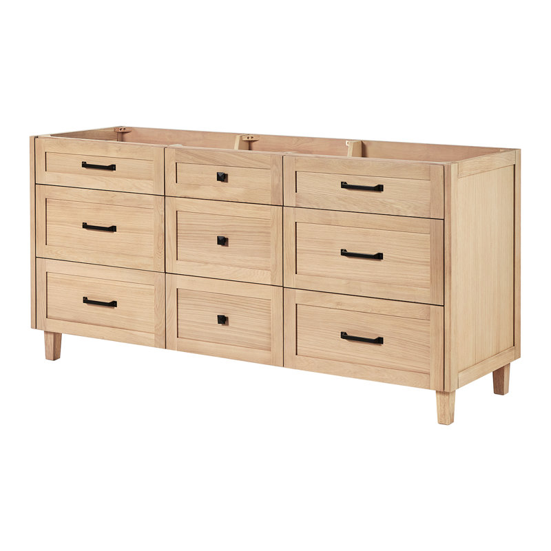 ARIEL Monroe 72 Double Bathroom Vanity Base Only, Oak