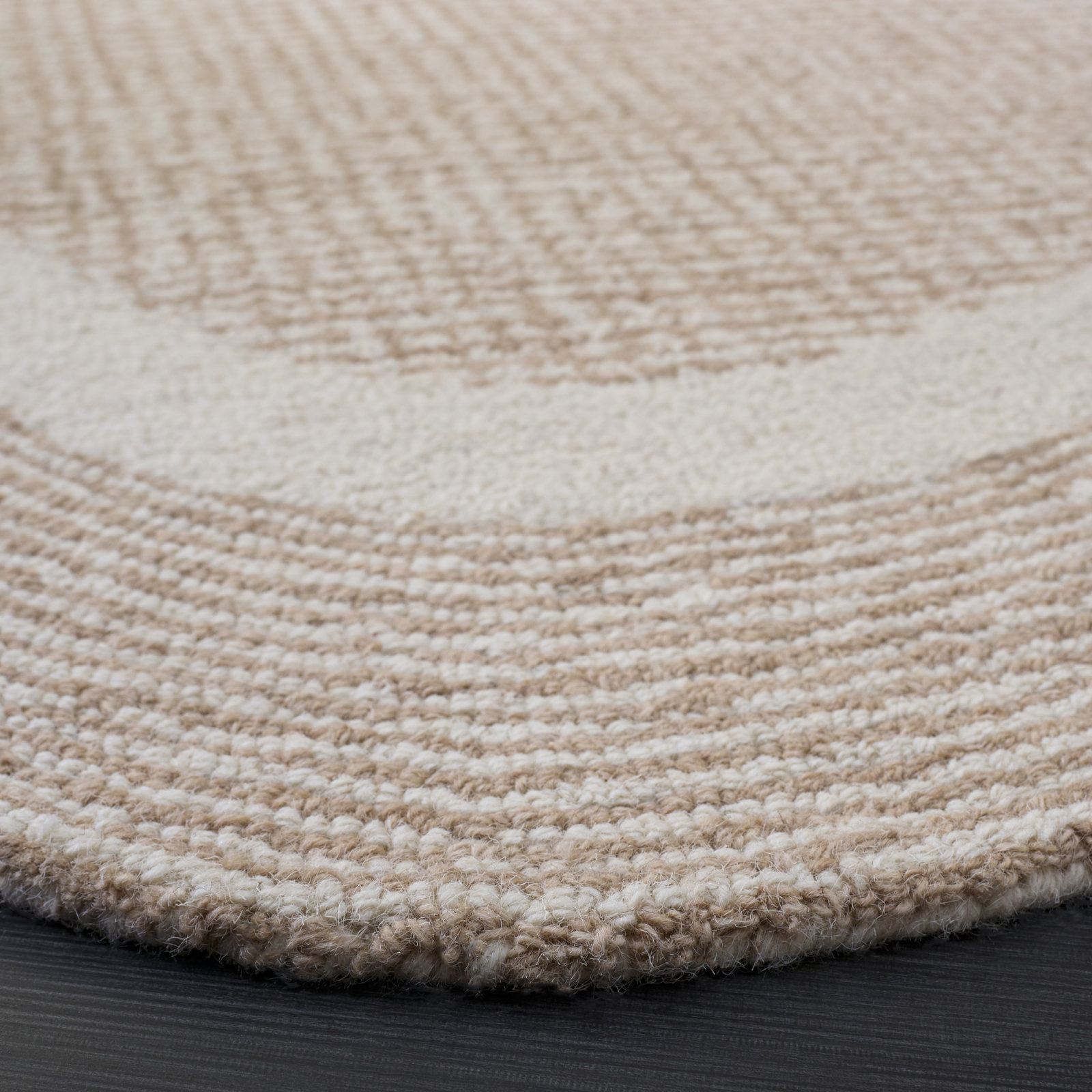 Hand-Tufted Geometric Wool Rug, Round 6'