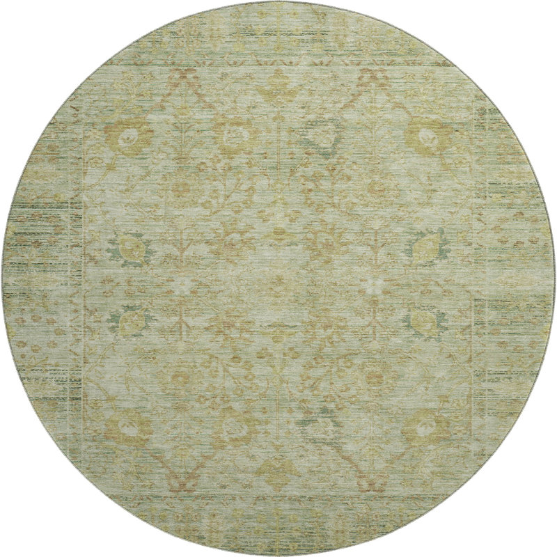 Premium Machine Washable Wayne AMF1106 Global Rug, Round 8'