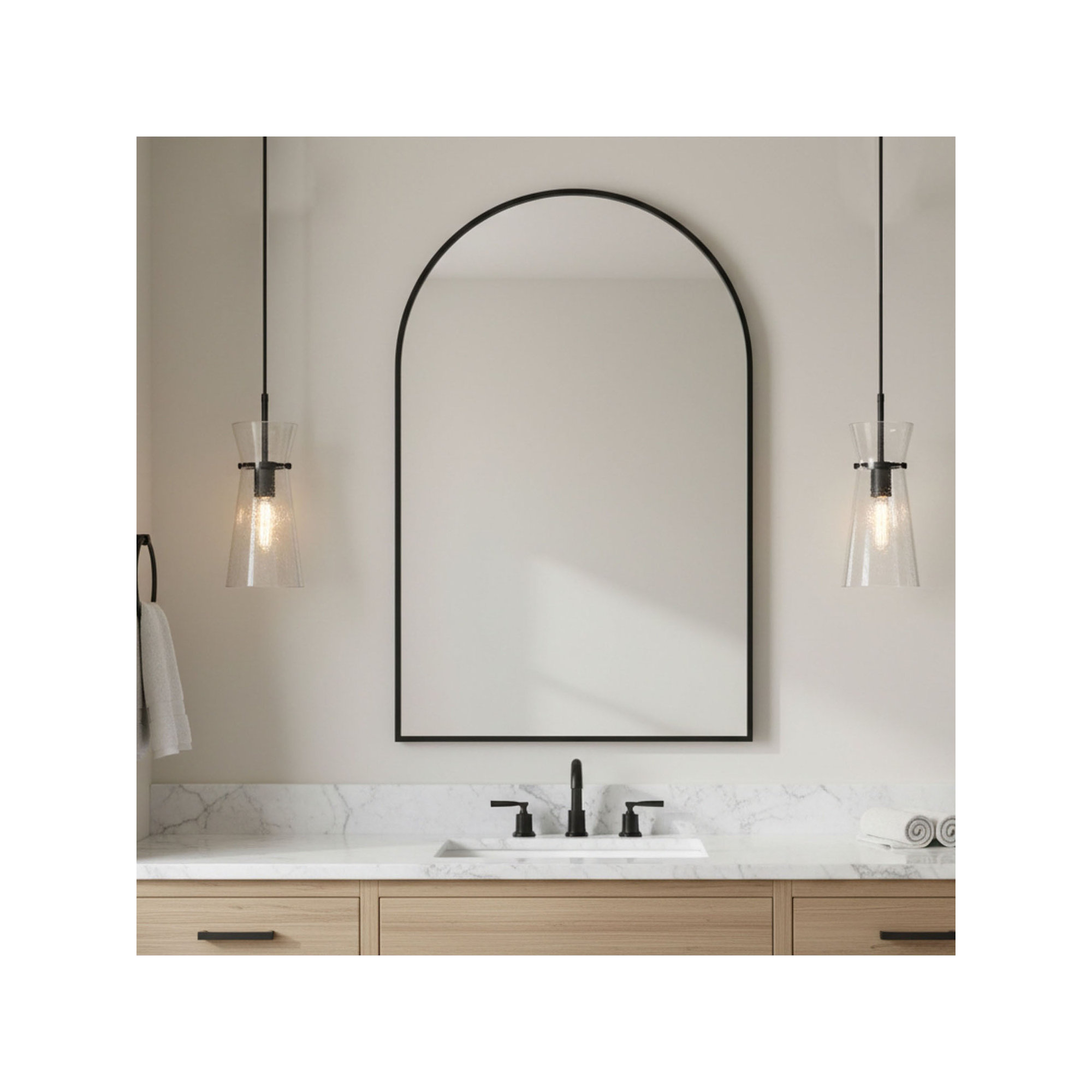 Single Light Glass Dimmable Pendant, Matte Black