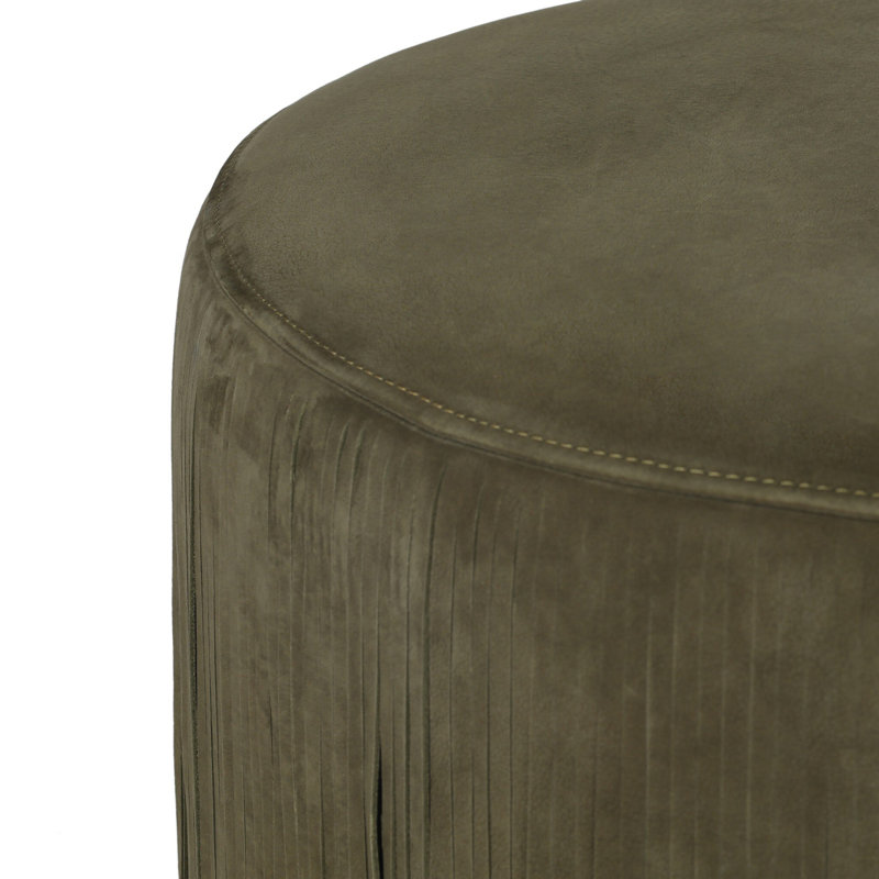 Rooney Round Ottoman, Nubuck Olive