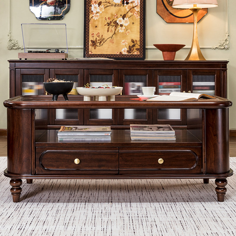 French-style solid wood coffee table