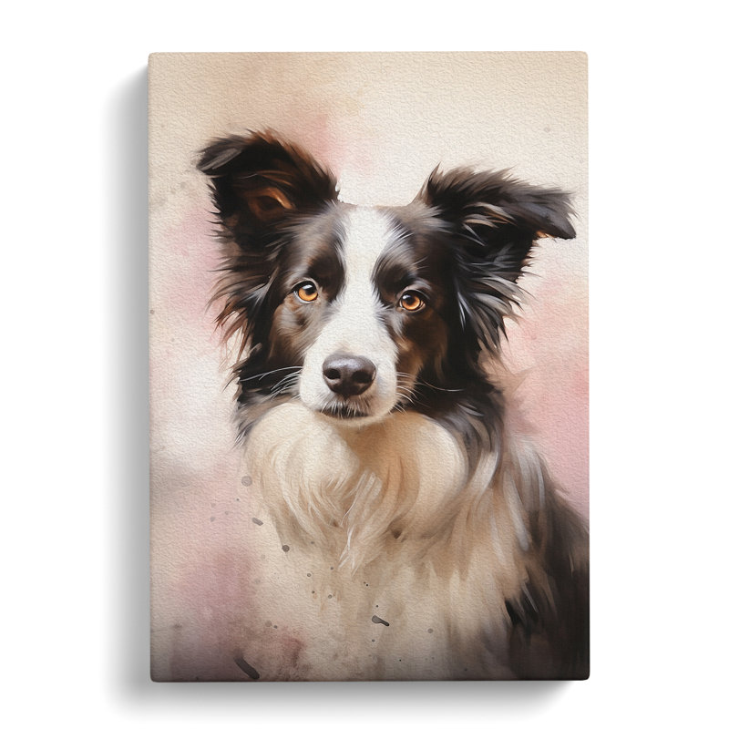 Border Collie Tachisme No.3 - Wrapped Canvas, 50cm H x 35cm W x 3cm D