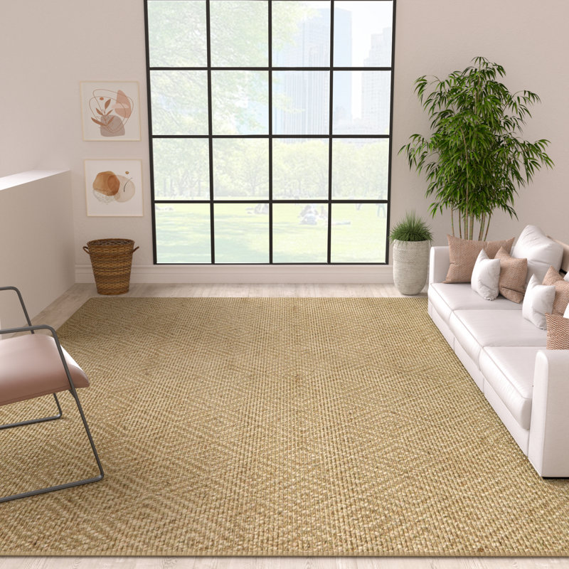Kayleigh Jute Power Loom Natural Fibers Farmhouse Style Area Rug For Dining Room Living Room Kitchen, Off White/Natural