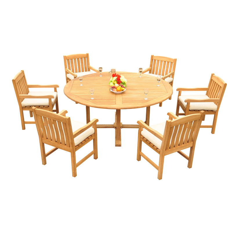 Devon Outdoor - Piece Teak Dining Set, 31" H x 72" W x 72" L, 6